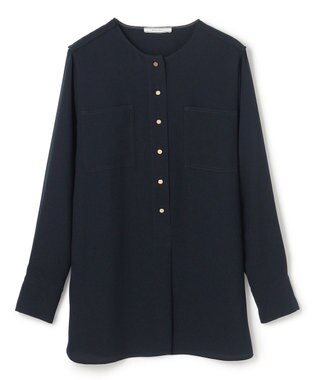BEIGE， 【WEB限定・洗える】CLARION / ゴールド釦クルーネックブラウス Navy