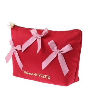 Maison de FLEUR リボンサテンポーチ Red