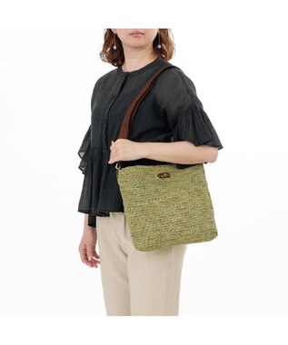 IBIZA ラフィア　ショルダーバッグ（草木染め） カーキ