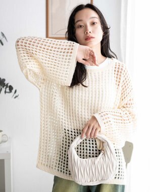 WEGO ビッグメッシュニットプルオーバー オフホワイト