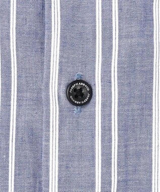 JOSEPH ABBOUD 【キングサイズ・清涼・リネンブレンド】コットンリネン ボイルコード　半袖 シャツ サックスブルー系1