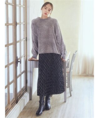 earth music&ecology すきな丈プリーツスカート Check Black