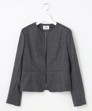 J.PRESS LADIES アクアレジェンドウールジャージー ノーカラー ジャケット ライトグレー系
