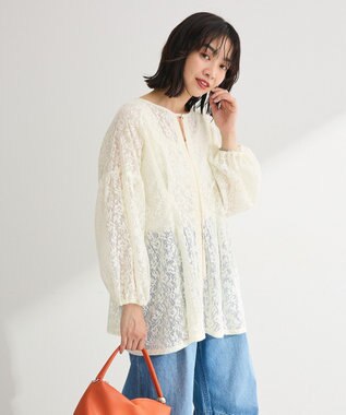 Green Parks メッシュレースタック入りプルオーバー Ivory