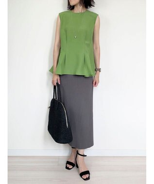 Green Parks AnriettMusee ノースリーブタックペプラムブラウス Green