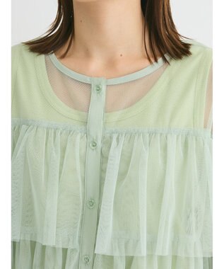 Green Parks ・ＳＵＧＡＲ　ＳＰＯＯＮ　チュールティアードブラウス Mint Green