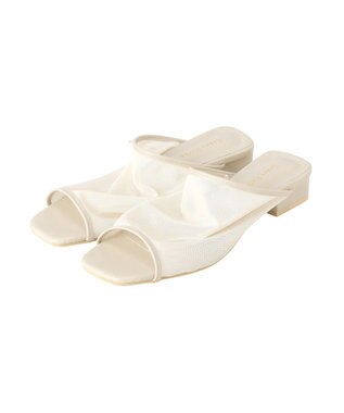 Green Parks ストレッチメッシュミュールサンダル Off White