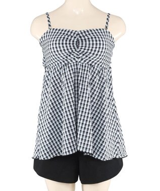 San-ai Resort（三愛水着楽園） 【WEB限定】ペプラムチェック3点セット【Beach Queen（ビーチクイーン）】 ブラック