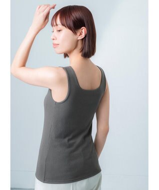 Wing カップ付きタンクトップ ラク きれいなバストシルエット 綿混(身生地) 【シンクロブラトップ】 リブタイプ ブラトップ ET1173 ウイング／ワコール ダークグレー