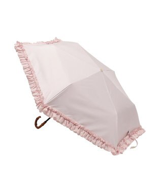 Maison de FLEUR 《晴雨兼用》遮光&UV CUT フリル折りたたみ傘 Pink