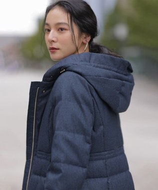 組曲 ライトタフタロング ダウン ネイビーツイード系5