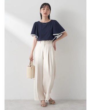 earth music&ecology パイピングフレアスリーブカットソー Navy