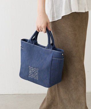 russet 【刺繍モノグラム】デニム2WAYトートバッグ(CE-1772) Indigo