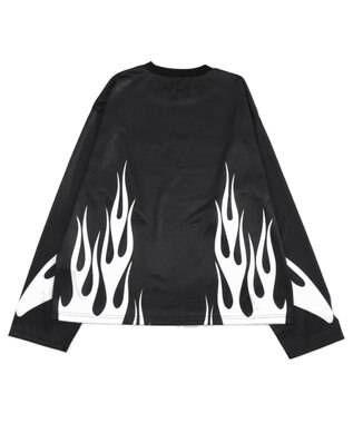 WEGO 【ユニセックス着用ITEM】ファイヤーパターンゲームロゴT（長袖） ブラック