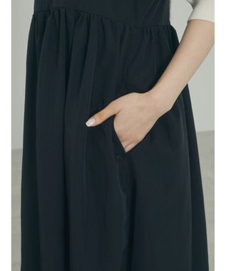 Green Parks ａ．肩ひもギャザーノースリワンピース Black