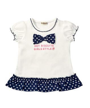 MIKI HOUSE HOT BISCUITS 【80-120cm】すそフリル 半袖Tシャツ