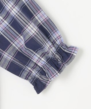 組曲 KIDS 【110-140㎝】プランタンチェック ブラウス ネイビー