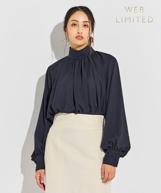 BEIGE， 【WEB限定】DION / ギャザーブラウス Navy