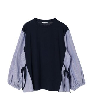 Green Parks 布帛ドッキング脇リボンプルオーバー Navy