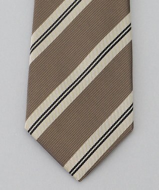 GOTAIRIKU  GOTAIRIKU別注【日本製】シルク ネクタイ_レジメンタル柄 ブラウン×ベージュ