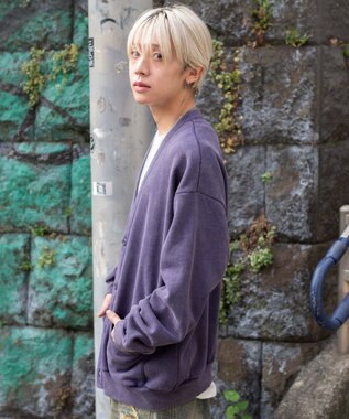 WEGO 【ユニセックス着用ITEM】ケミカルスウェットカーディガン パープル