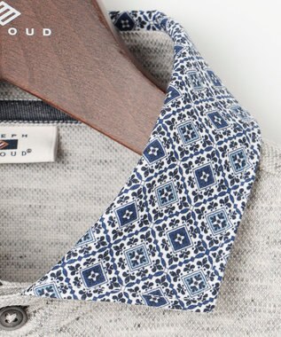 JOSEPH ABBOUD 【吸水速乾】リネンハニカム ポロシャツ ライトグレー系