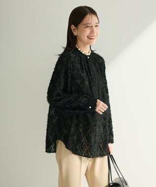 Green Parks Ｏ．フサフサ２ｗａｙボウタイブラウス Black