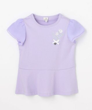 組曲 KIDS 【110-140㎝】 フラワーコサージュTシャツ ラベンダー