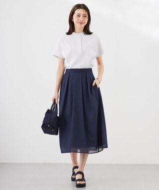 J.PRESS LADIES L 【洗える】ブライトスパンボイル スカート ネイビー系