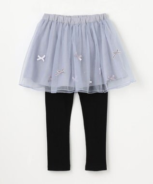 ANY KIDS リボン×ラメチュールスカッツ ブルーグレー