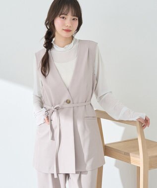 earth music&ecology ショルダータックジレ Beige