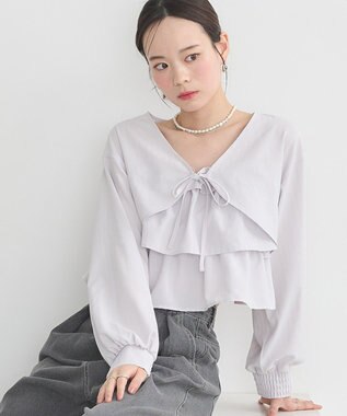 earth music&ecology ティアードアンサンブルブラウス Ice Gray