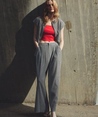 uncrave ギンガムチェック ジレブラウス ブラック×ホワイト