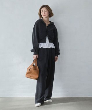 WEGO 【ウエストゴム/XSSMサイズ展開】スウェットワイドパンツ スミクロ