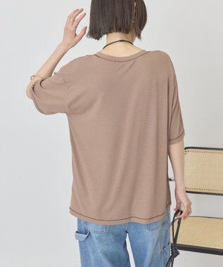 AMERICAN HOLIC 【先行予約】【マルチ機能】配色ステッチルーズTシャツ Mocha