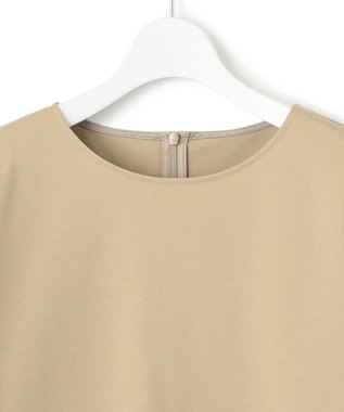 23区 L 【洗える】コンビネーション キャンディースリーブ カットソー ベージュ×ホワイト