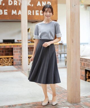 Tiaclasse L 【洗える】配色カフスニットトップス ブルー×サックス