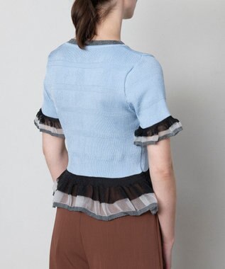 TRICOTE シアーフリル リブニットTシャツ 32BLUE