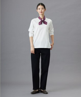 J.PRESS LADIES S 【洗える】裏起毛ストレッチ デニム パンツ ブラック系