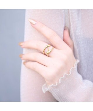 blancotokyo 【金属アレルギー対応/サイズフリー】ニュアンスクロスリング NIEBLA ゴールド