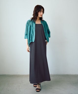 YECCA VECCA 【2点SET】シアーシャツ×Aラインキャミワンピース Blue Green