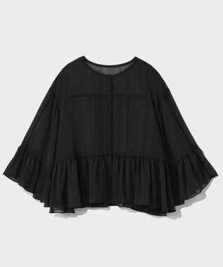 GRACE CONTINENTAL シフォンフリルポンチョ ブラック