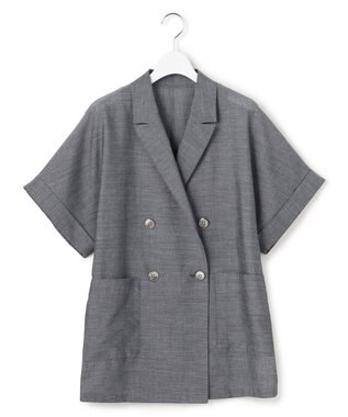 23区 【先行予約】ウォッシャブルボイル ハーフスリーブ ダブル ジャケット グレー系