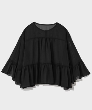 GRACE CONTINENTAL シフォンフリルポンチョ ブラック