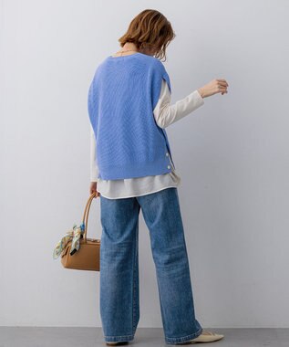 23区 【先行予約】コットンギマ ニットベスト スカイブルー系