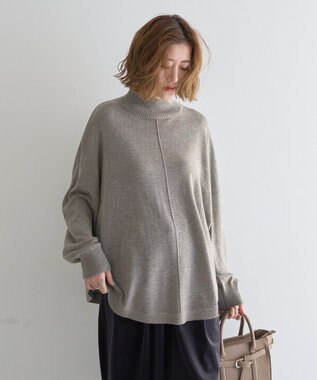 YECCA VECCA 裾ラメMIXラウンドヘムニット Gray Beige