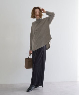 YECCA VECCA 裾ラメMIXラウンドヘムニット Gray Beige