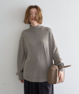 YECCA VECCA 裾ラメMIXラウンドヘムニット Gray Beige