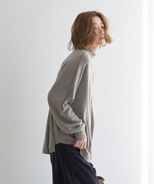 YECCA VECCA 裾ラメMIXラウンドヘムニット Gray Beige