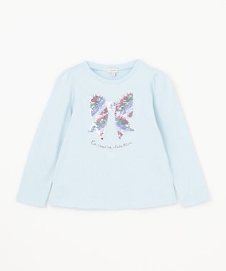 ANY KIDS ミラクルスパンコール長袖Tシャツ サックスブルー（リボン）